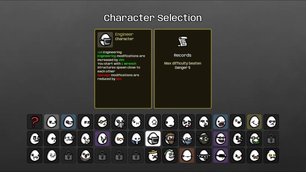Brotato base game character select screen