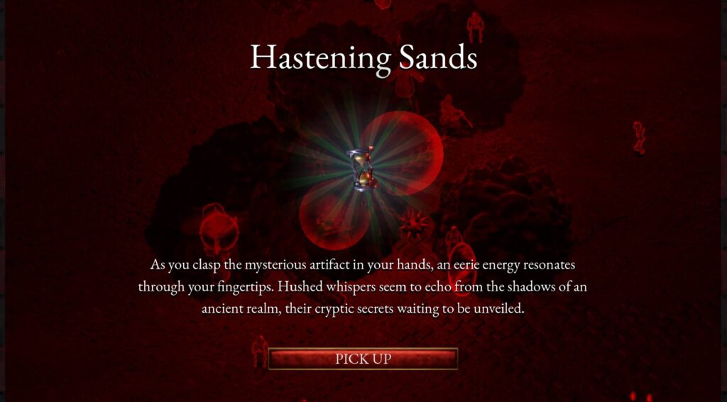 Artifact unlock screen in Halls of Torment