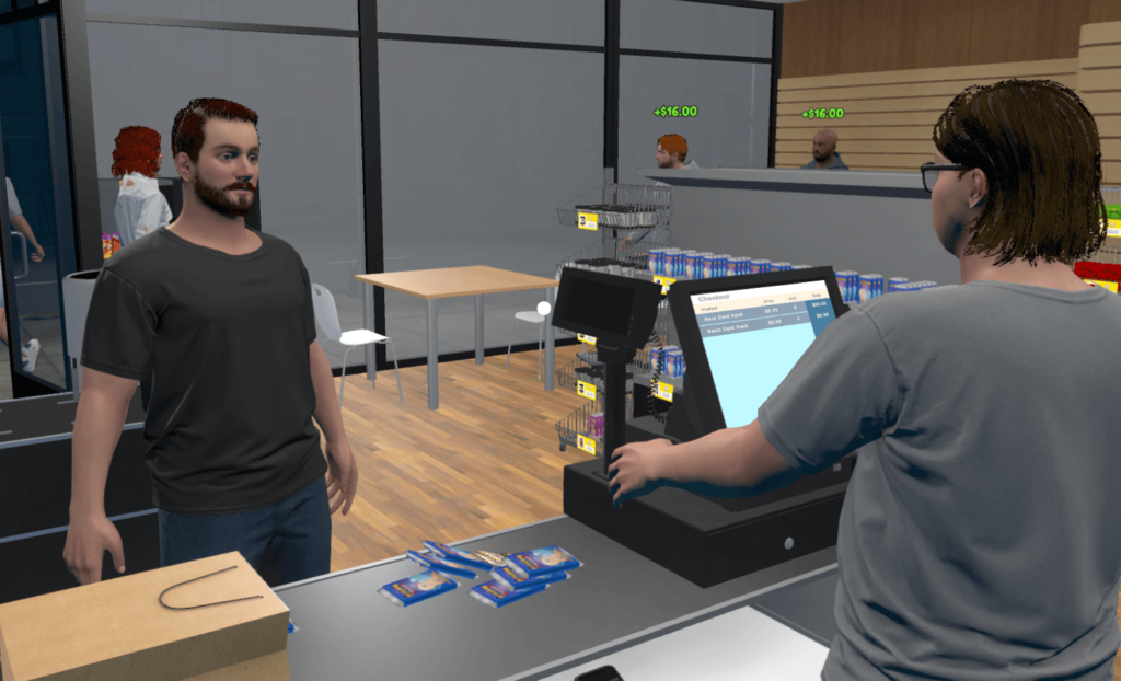 Employee working the register and ringing up a customer