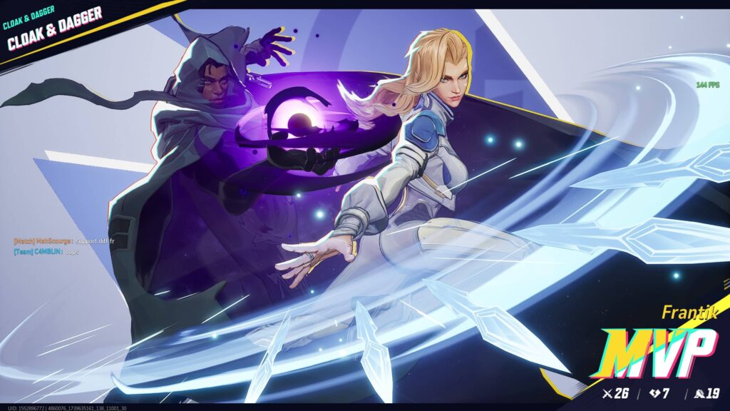 Getting an MVP as Cloak & Dagger in a Marvel Rivals competitive match