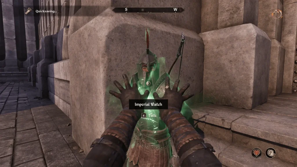 Casting a charm spell on an Imperial Watch guard