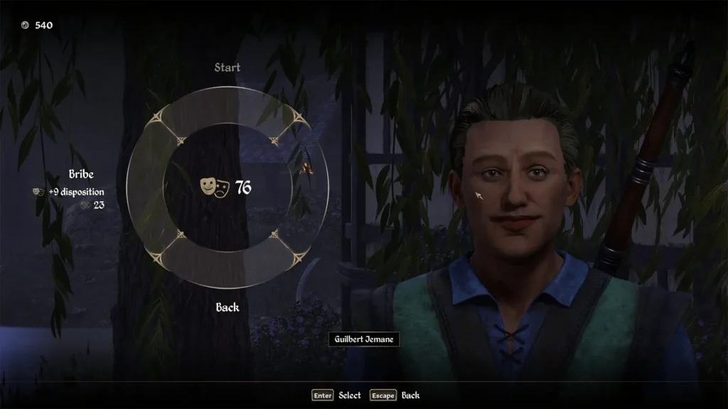 Oblivion Remastered's NPC persuasion interface