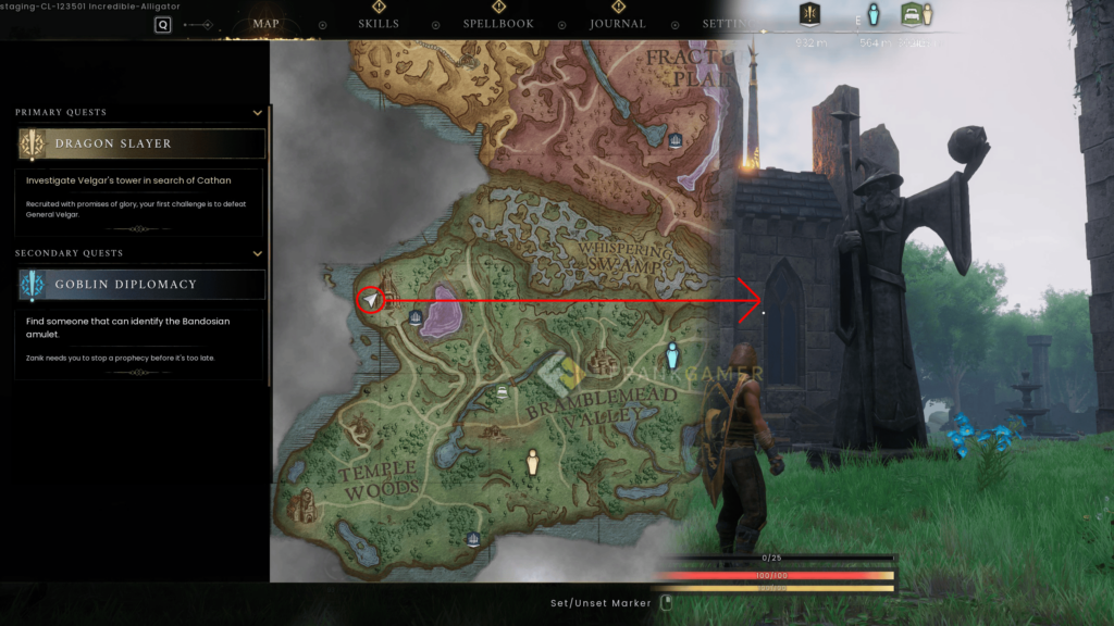 RuneScape: Dragonwilds map showing where you start the quest