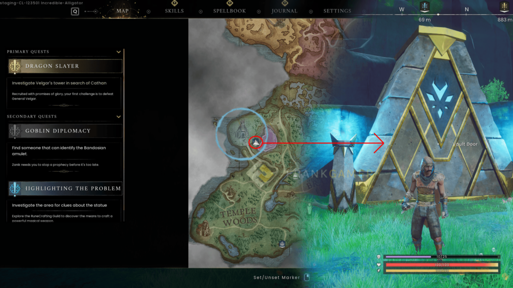 RuneScape: Dragonwilds map showing the vault's location