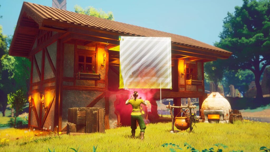 RuneScape Dragonwilds player building a house
