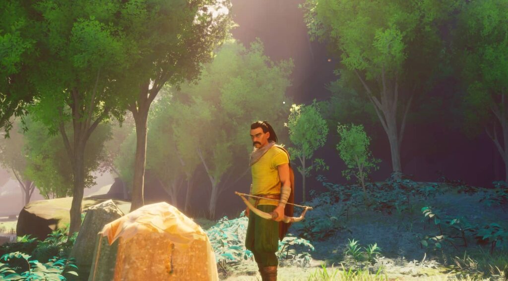 RuneScape Dragonwilds character holding a bow
