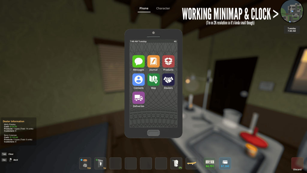 Example of the minimap and clock mod working in Schedule 1