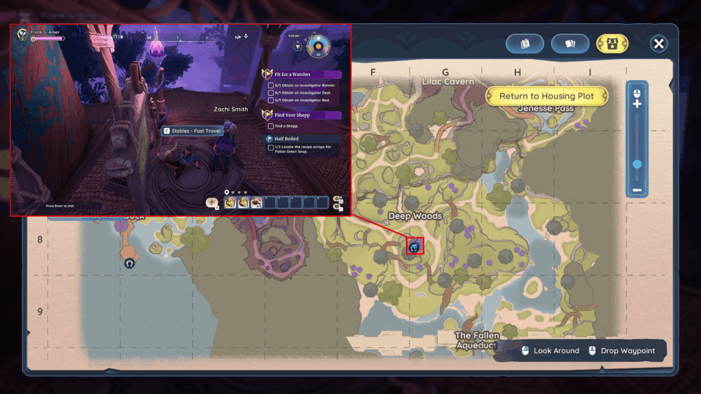Map with the Deep Woods stable location highlighted