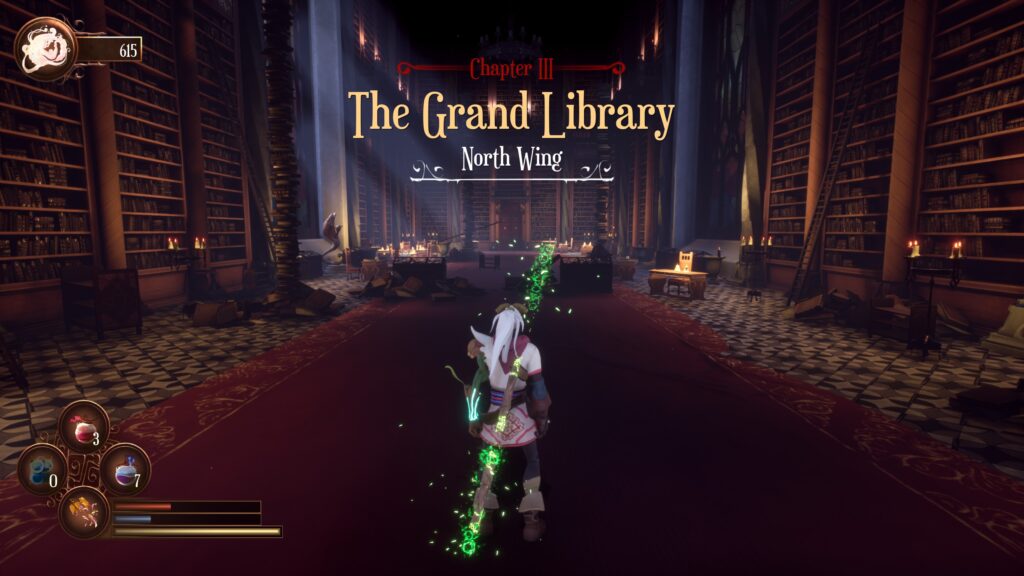 Reaching chapter 3 in the game, which is the Grand Library.