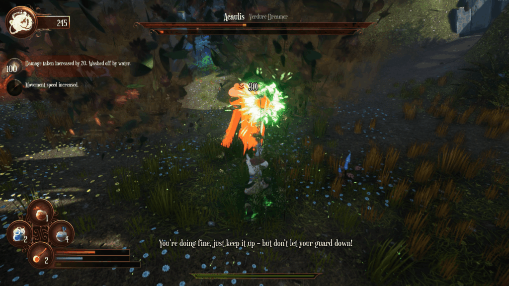 Fighting the first boss in Bygone Dreams