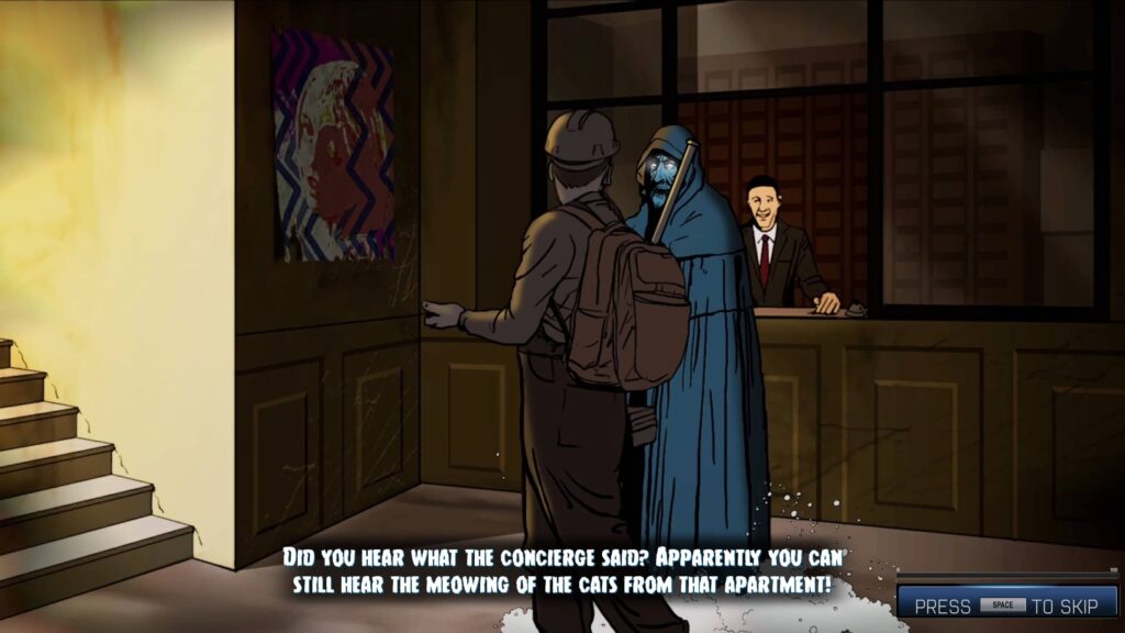 A cutscene in Haunted House Renovator