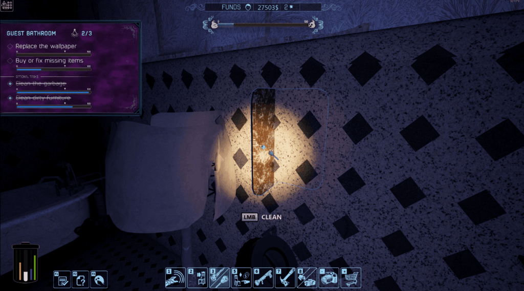 An example of an object awkwardly clipping into the wall