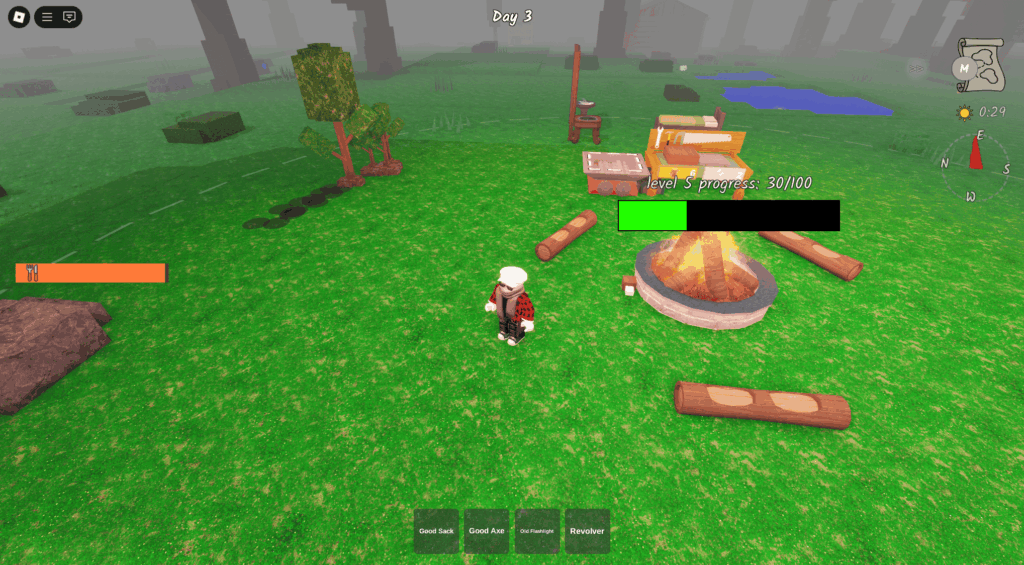 Lumberjack gameplay in 99 Nights in the Forest