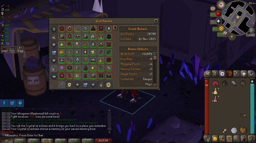 OSRS Grid Master - my completed bingo board