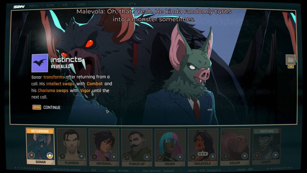 Sonar revealing his transformation ability