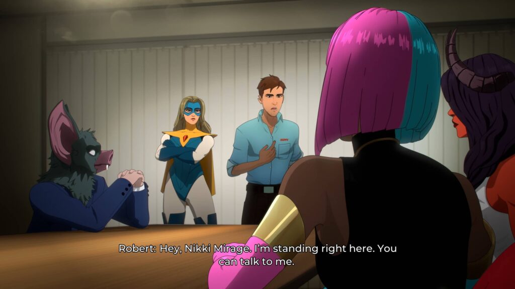 Dispatch cutscene showing Robert talking to the team