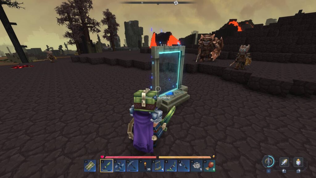 A teleporter placed in the lava biome