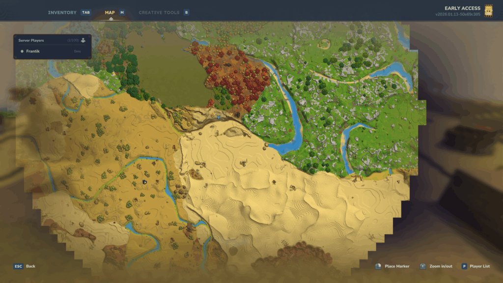 Hytale's map showing the desert biome