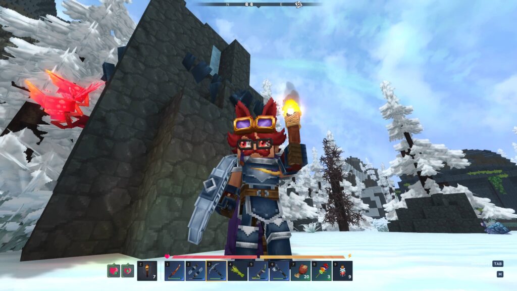 My character standing in front of cobalt nodes