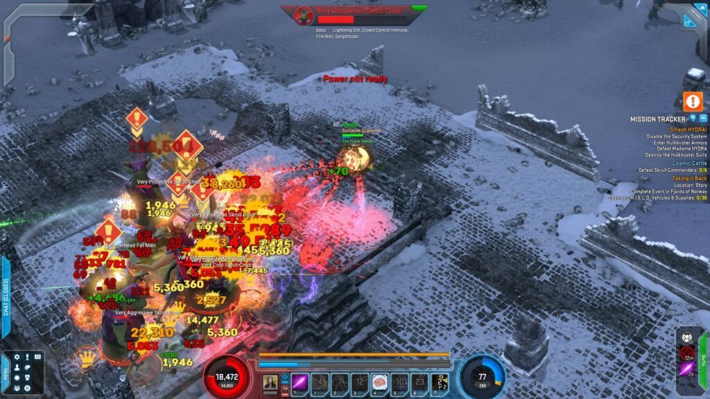 Fighting Skrull bovines in Marvel Heroes Omega 