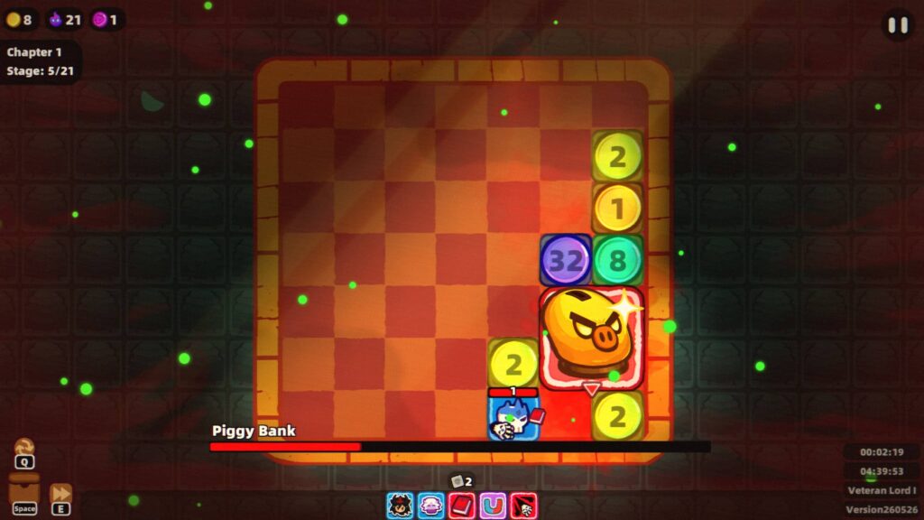 Fighting the Piggy Bank boss in Demon Lord: Just a Block