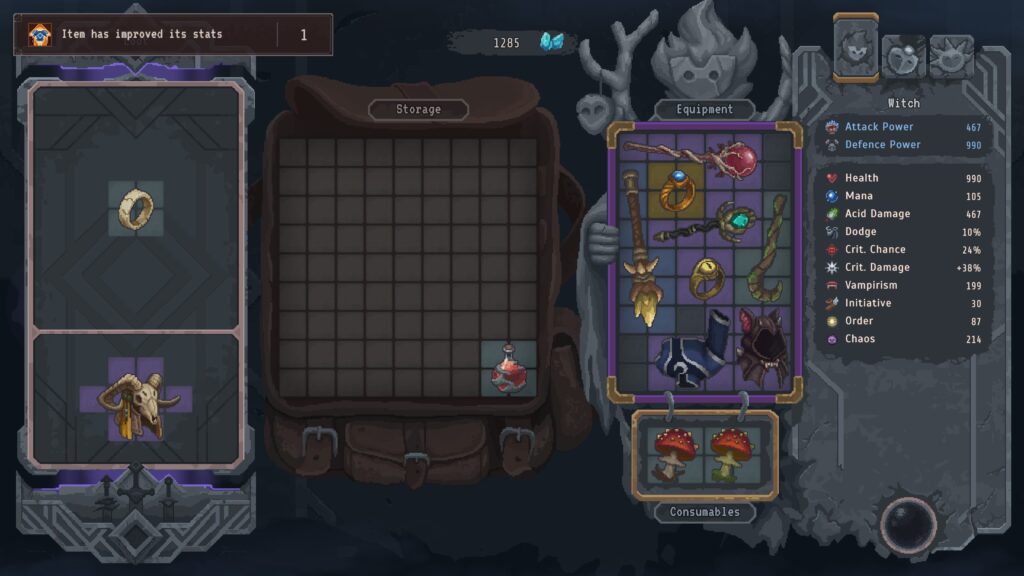 An example of the inventory system in Lootbound.