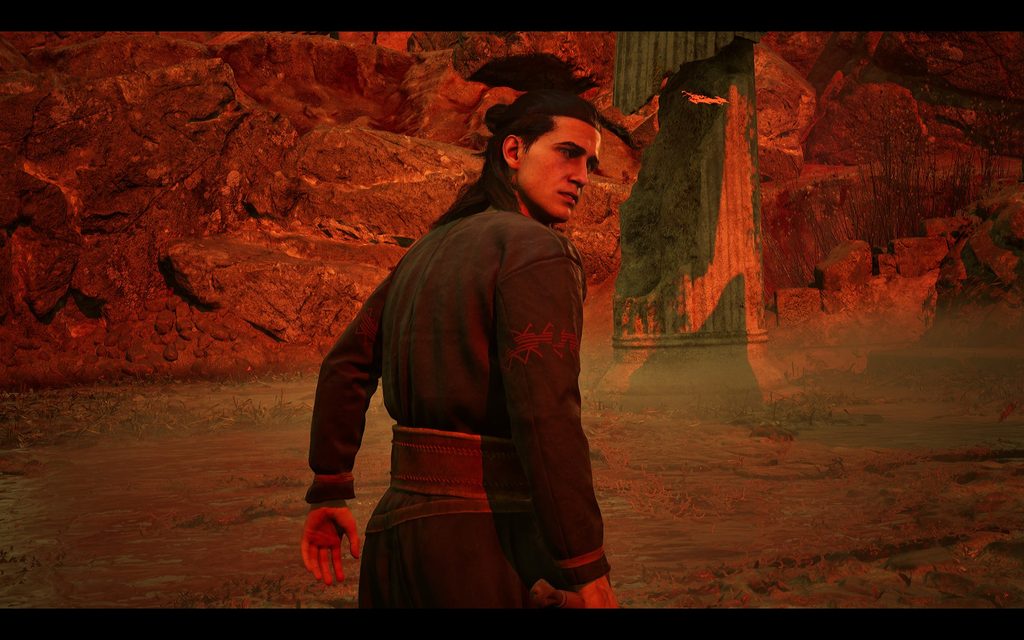 Coen from The Blood of Dawnwalker with a seemingly horrified facial gesture