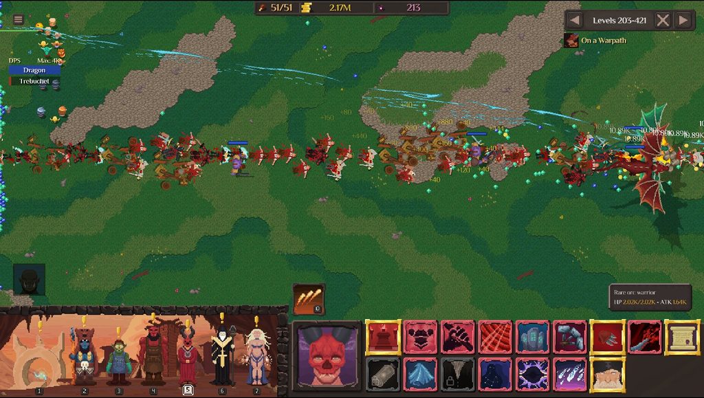 My army going on a 200+ Warpath in Orc Incremental